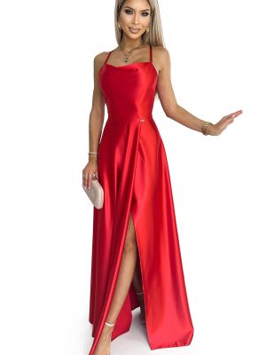 Czerwona satynowa sukienka długa Numoco