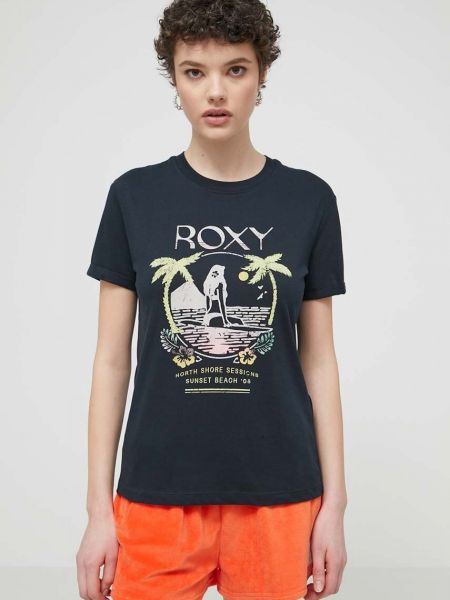 Черная хлопковая футболка Roxy