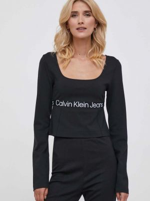 Majica dugih rukava sa dugačkim rukavima Calvin Klein Jeans crna