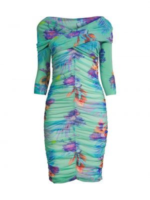 Тропическое мини-платье с рюшами Fuzzi, разноцветный