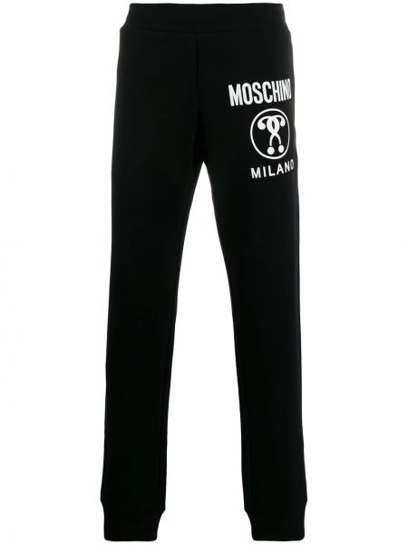 Pantaloni con stampa Moschino nero