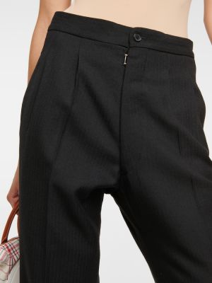 Вълнени прав панталон с висока талия Maison Margiela черно