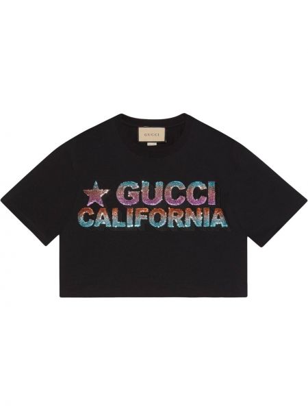 Укороченная футболка Gucci, черная