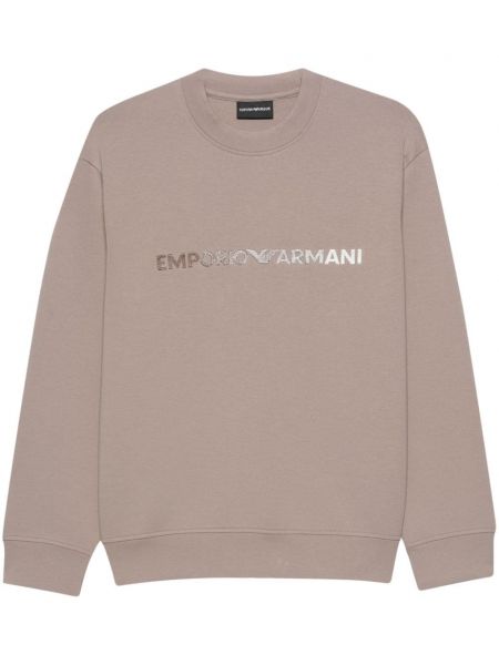 Dugi sweatshirt s vezom Emporio Armani smeđa