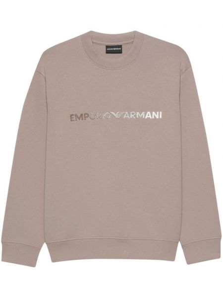 Дълъг суичър бродиран Emporio Armani кафяво