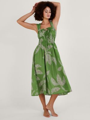 Платье миди с принтом Monsoon зеленый