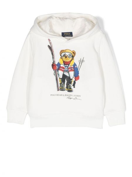 Hoodie för tjejer Ralph Lauren Kids vit