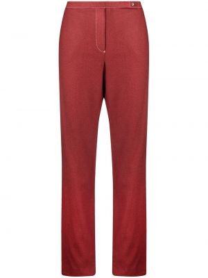 Vlněné zvonové kalhoty s vysokým pasem Chanel Pre-owned - červená