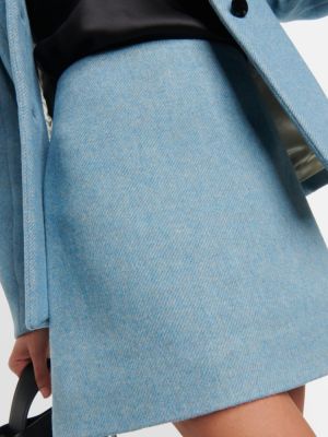 Mini falda de lana Ganni azul
