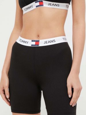 Pantaloni cu talie înaltă Tommy Jeans negru