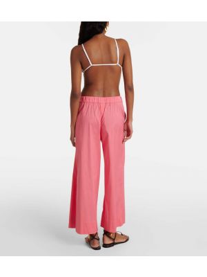 Bavlněné kalhoty relaxed fit Max Mara růžové