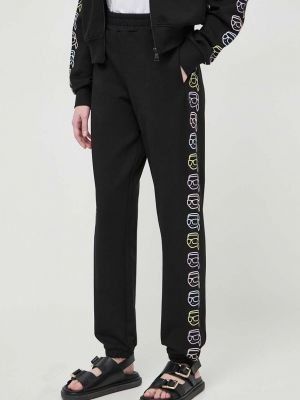 Bavlněné sportovní kalhoty s potiskem Karl Lagerfeld černé