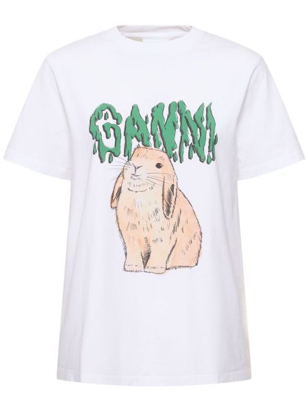 T-shirt di cotone Ganni bianco