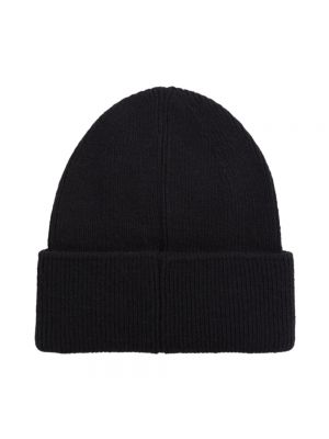 Dzianinowa czapka skórzana wełniana Calvin Klein czarna