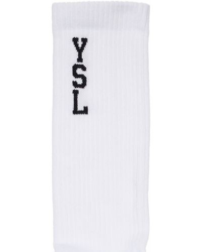 Žakárové bavlnené ponožky Saint Laurent biela