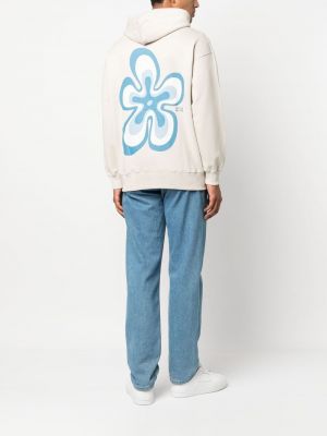 Kokvilnas kapučdžemperis ar ziediem ar apdruku Camper bēšs