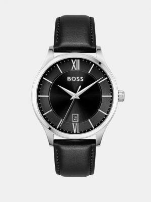 Кожаные часы с кожаным ремешком Boss черные