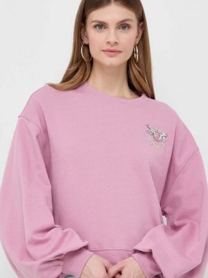 Haftowana bluza bawełniana Pinko różowa