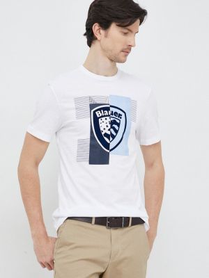 Bavlněné tričko Blauer   - Bílá