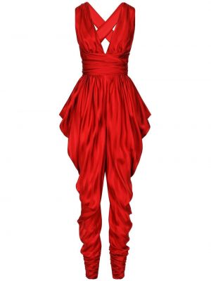 Svilen kombinezon Dolce & Gabbana rdeča