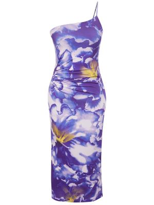 Rochie midi cu croială ajustată cu imagine Trendyol violet
