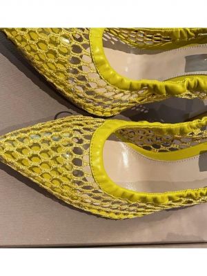 Pantofi cu toc din piele plasă Fashion Concierge Vip galben