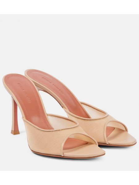 Mesh læder mules Amina Muaddi beige