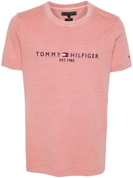 Işlemeli tişört Tommy Hilfiger pembe