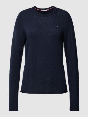 Dzianinowy sweter wełniany Tommy Hilfiger niebieski