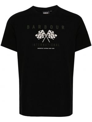 Tričko s potiskem Barbour International černé