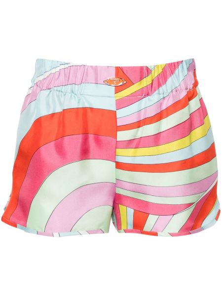 Painettu silkki shortsit Pucci pinkki