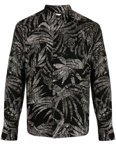 Camisa con estampado tropical Saint Laurent negro