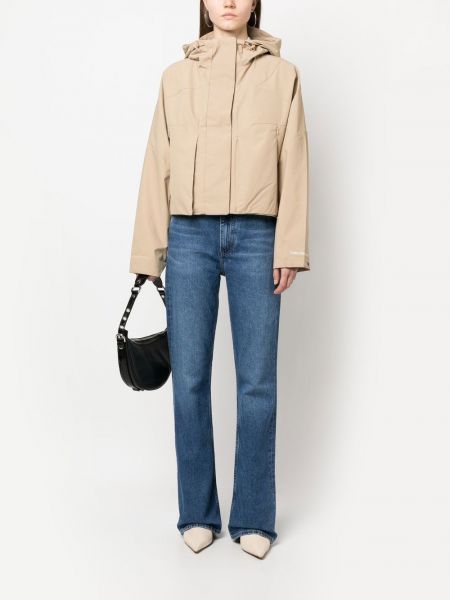 Džinsinė striukė su gobtuvu Calvin Klein Jeans smėlinė