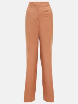Pantaloni cu picior drept cu talie înaltă de lână Stella Mccartney portocaliu