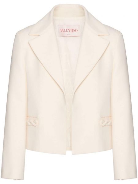 Jedwabny płaszcz wełniany Valentino Garavani biały