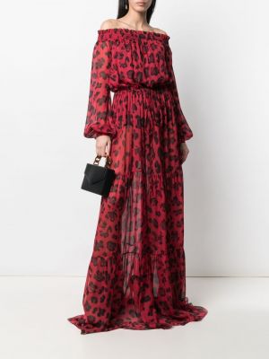 Robe de soirée à imprimé à imprimé léopard Philipp Plein rouge
