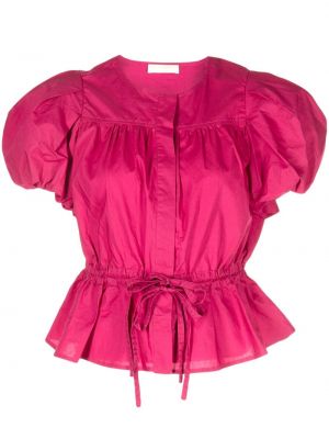 Пеплум памучна блуза Ulla Johnson розово