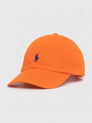 Памучна шапка с козирки Polo Ralph Lauren оранжево