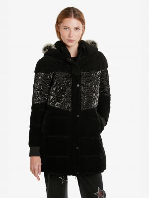 Ватирано зимно палто Desigual черно