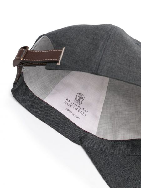Medvilninis siuvinėtas kepurė su snapeliu Brunello Cucinelli pilka
