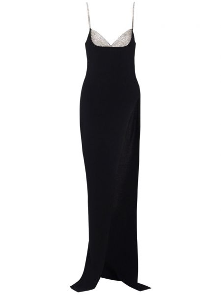 Pletena haljina na naramenice s kristalima Balmain crna