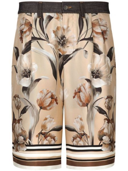 Kratke traper hlače s cvjetnim printom s printom Dolce & Gabbana