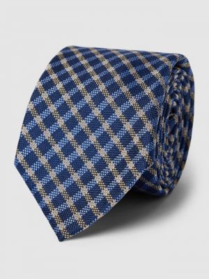 Шелковый галстук с узором по всей поверхности, модель WOVEN GINGHAM Tommy Hilfiger, темно-синий