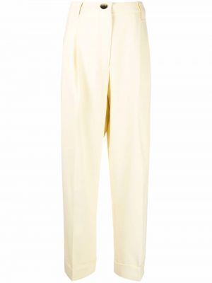 Pantalones de cintura alta Ganni amarillo
