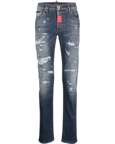 Jeans skinny effet usé Philipp Plein bleu