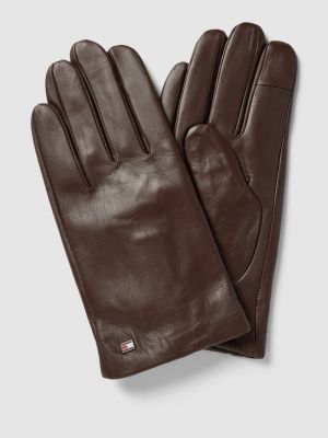 Кожаные перчатки с детальной этикеткой модели ESSENTIAL FLAG Tommy Hilfiger, темно-коричневый