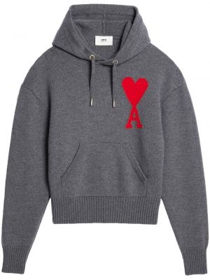 Woll hoodie Ami Paris grau