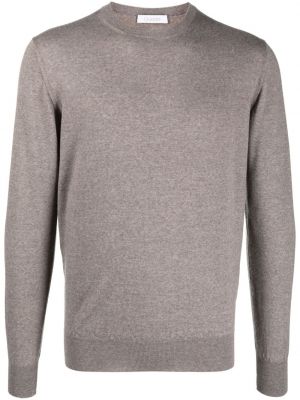 Sweter wełniany z okrągłym dekoltem Cruciani beżowy