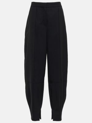 Vlnené rovné nohavice s vysokým pásom Loewe čierna
