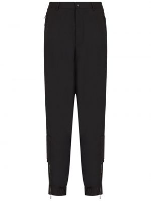 Μάλλινο παντελόνι με φερμουάρ σε στενή γραμμή Emporio Armani μαύρο